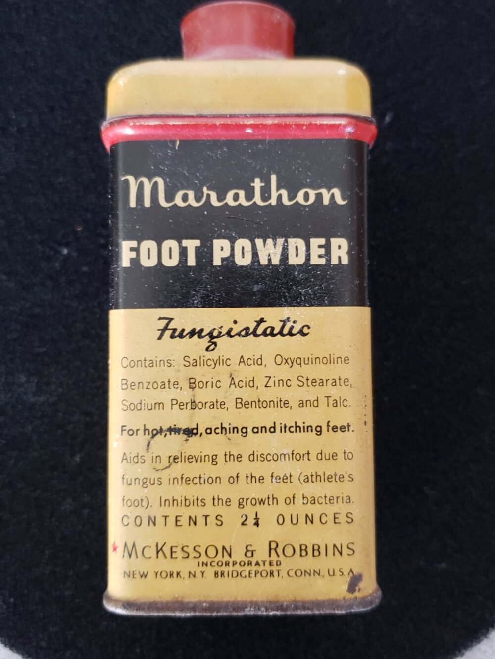 Vintage marathon foot powder tin